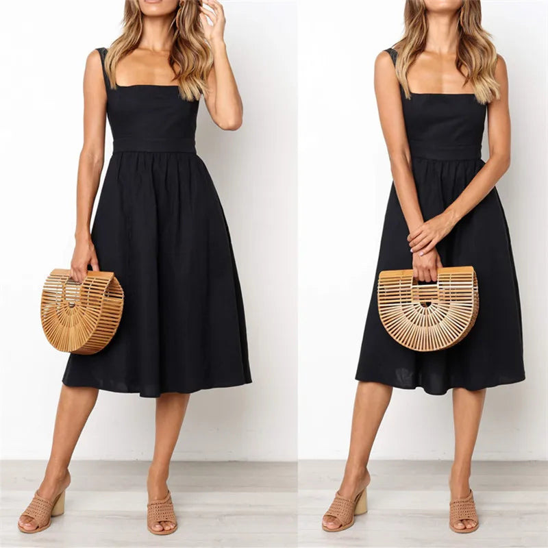 Backless A-Line Midi Dress