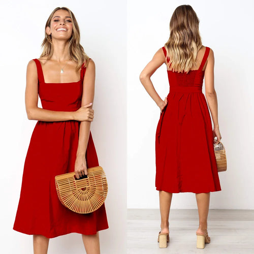 Backless A-Line Midi Dress