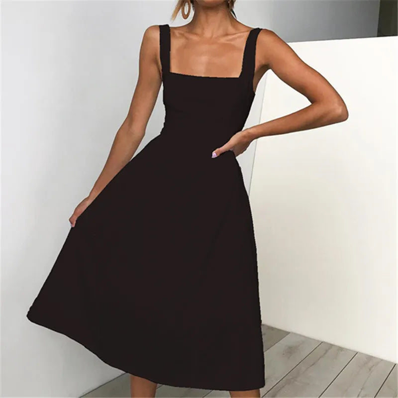 Backless A-Line Midi Dress