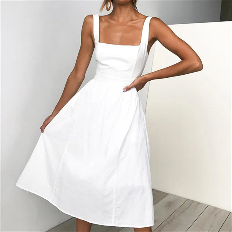 Backless A-Line Midi Dress
