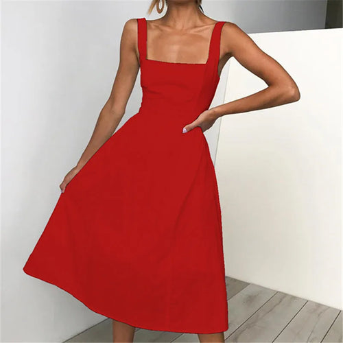 Backless A-Line Midi Dress