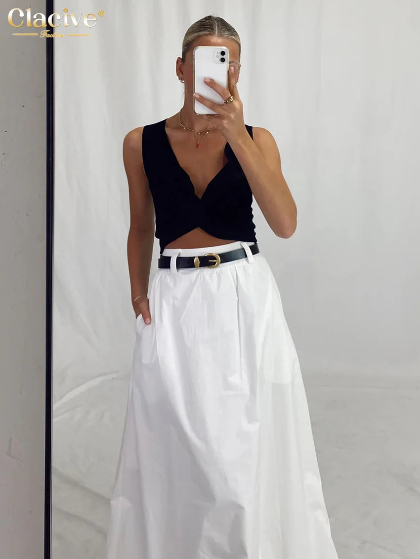 White Cotton Maxi Skirt