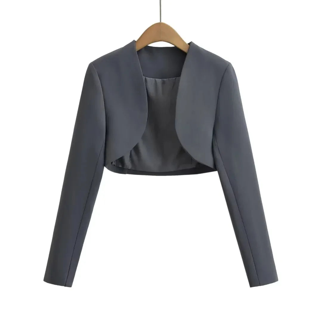 Cropped V-Neck Blazer