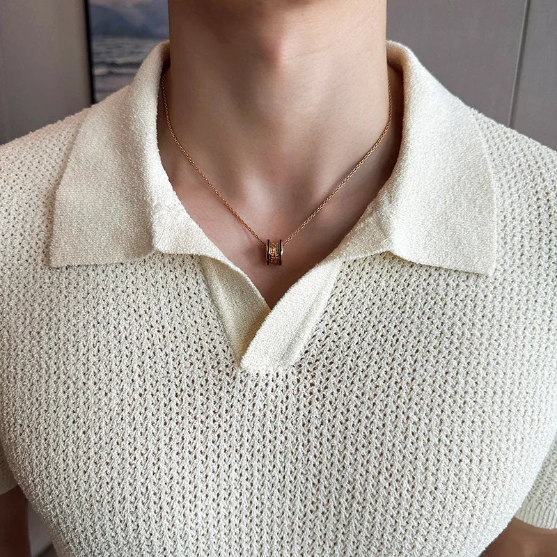 Men's Slim Fit Knitted Polo Shirt Summer 2025 Casual V-Neck Short Sleeve
