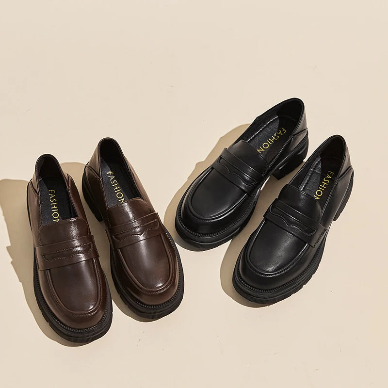 Mid-Heel PU Loafers
