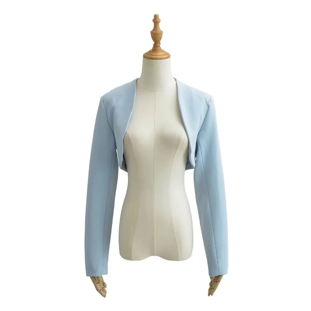Cropped V-Neck Blazer