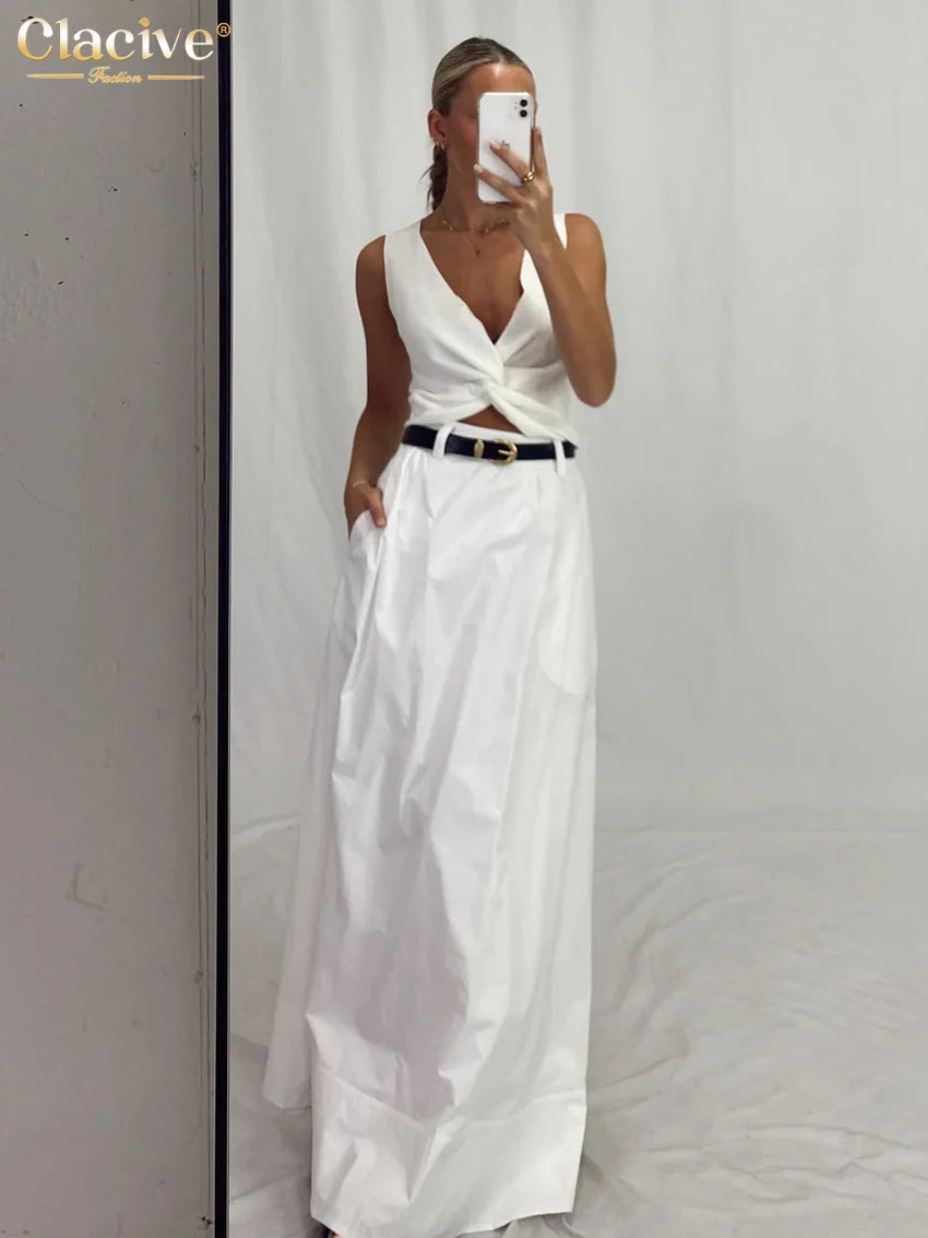 White Cotton Maxi Skirt