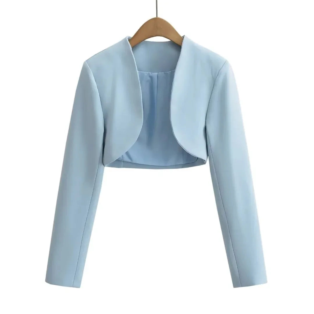 Cropped V-Neck Blazer