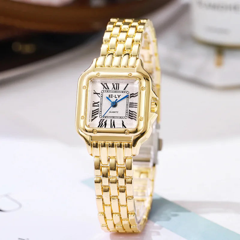 Gold Square Quartz Watch