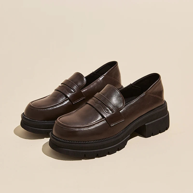 Mid-Heel PU Loafers