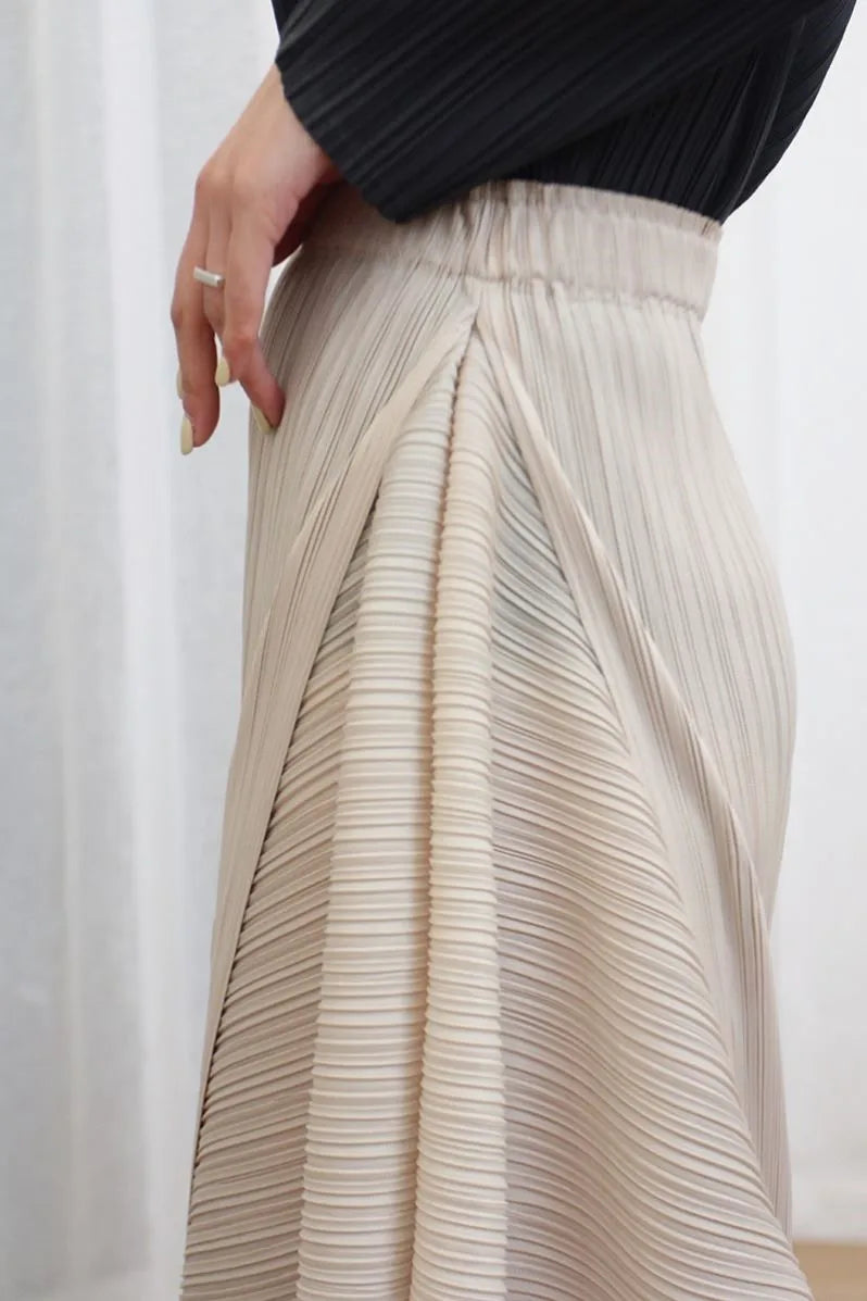 Pleated Asymmetric Skirt