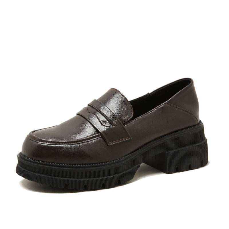 Mid-Heel PU Loafers