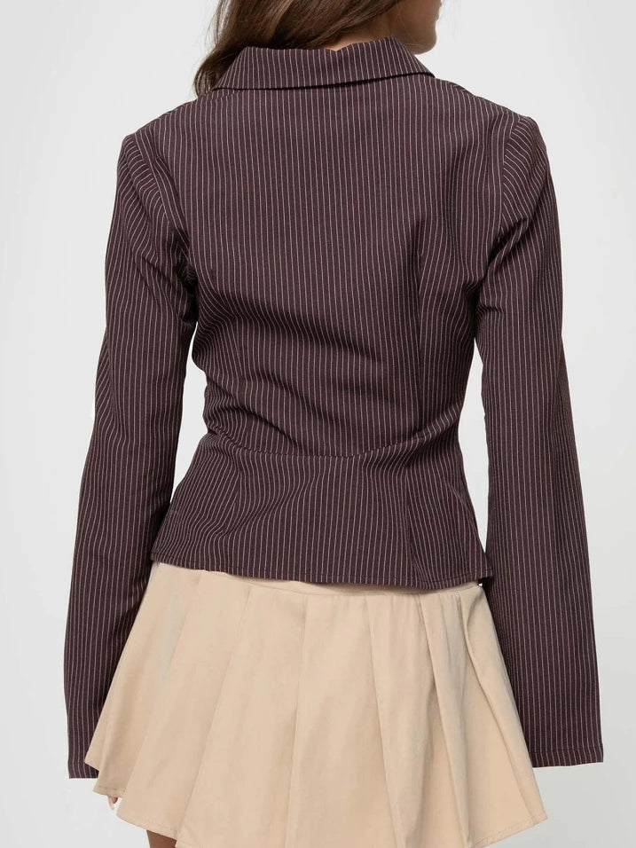 Women's Striped Blouse 2024 Slim Fit Long Sleeve Button Down Shirt