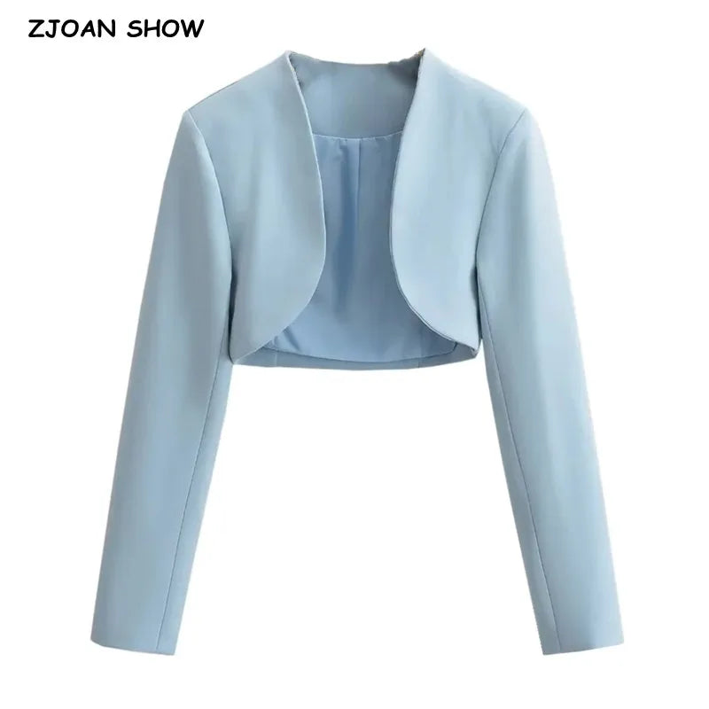 Cropped V-Neck Blazer