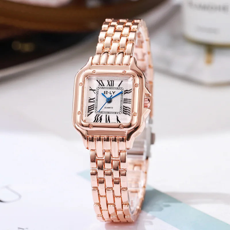 Gold Square Quartz Watch