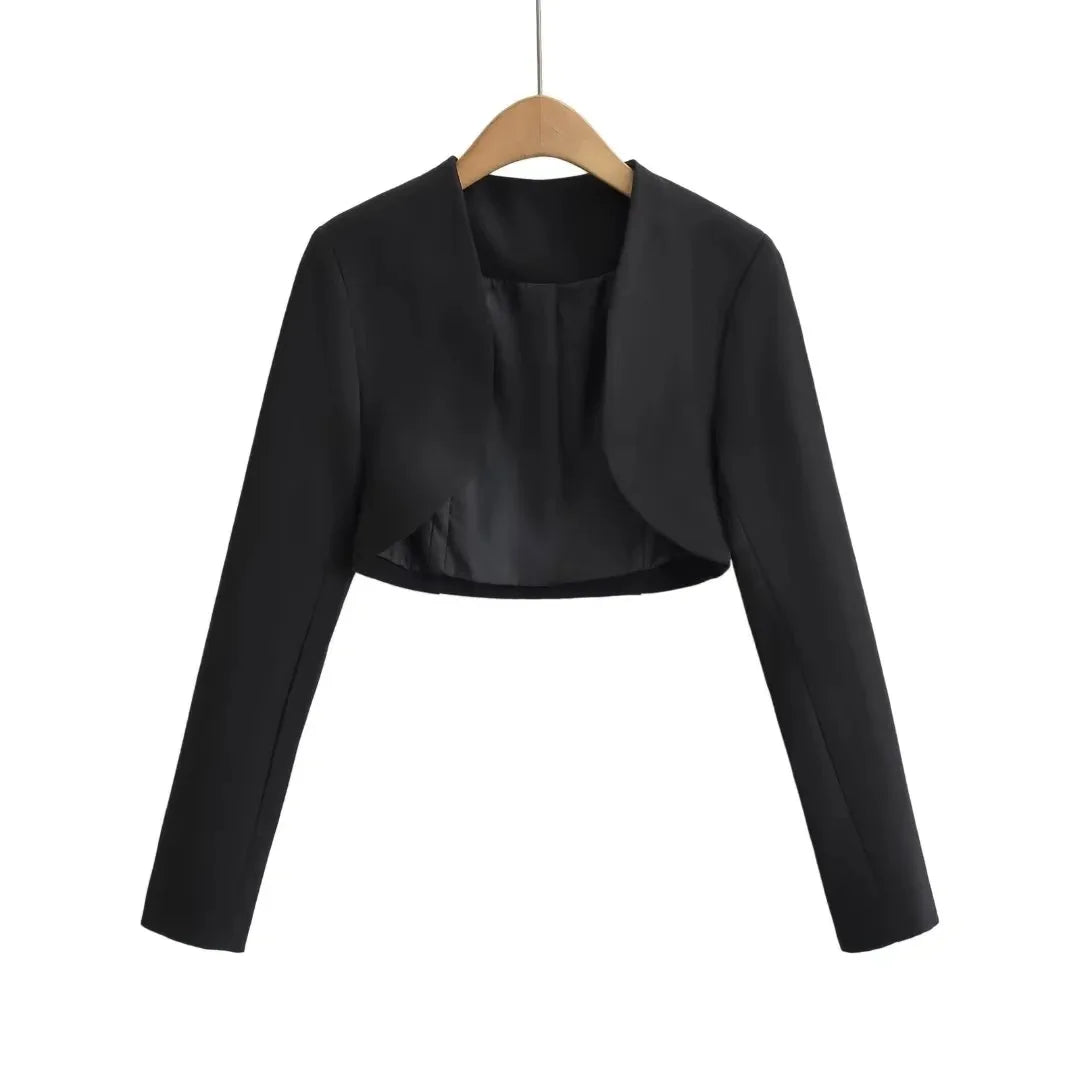Cropped V-Neck Blazer