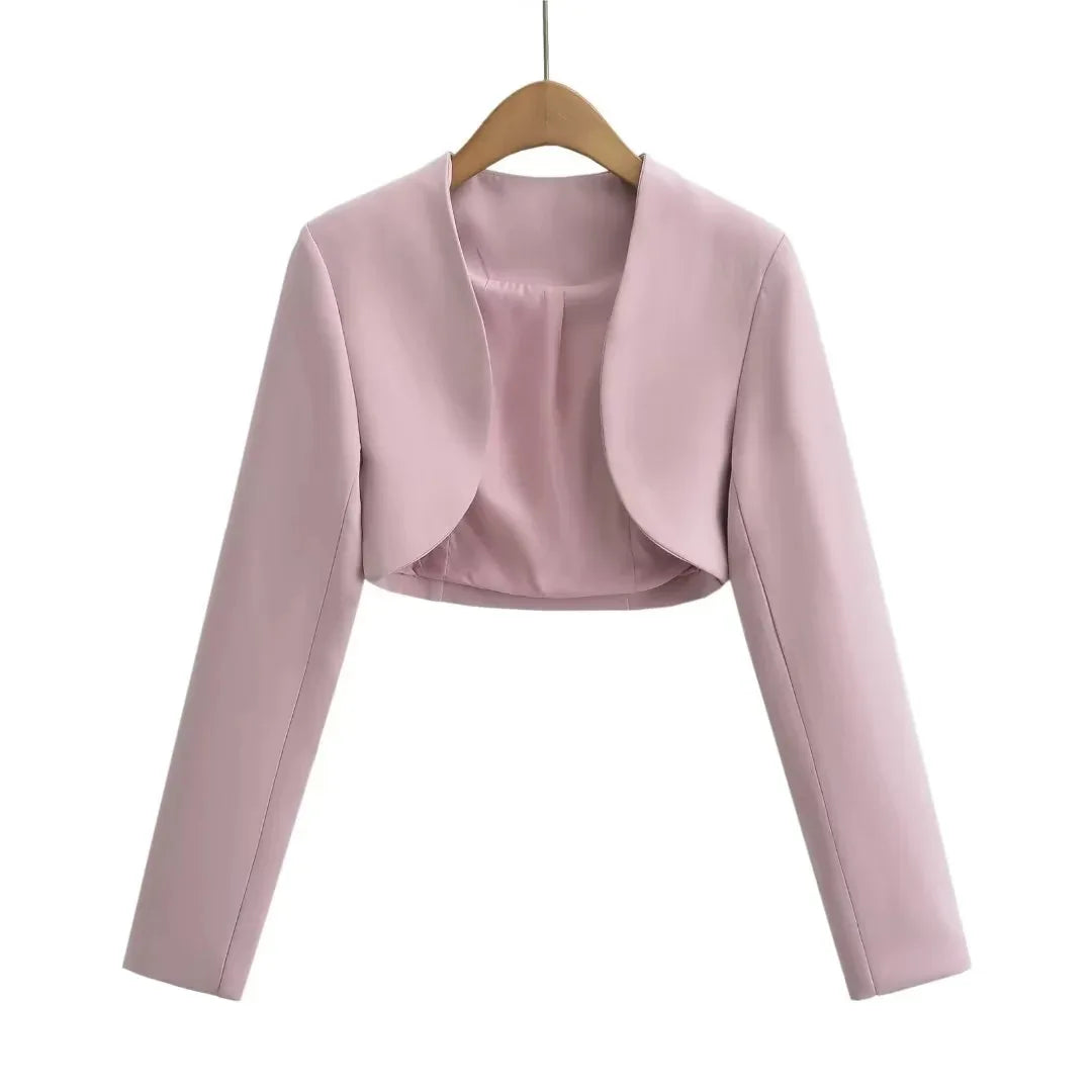Cropped V-Neck Blazer