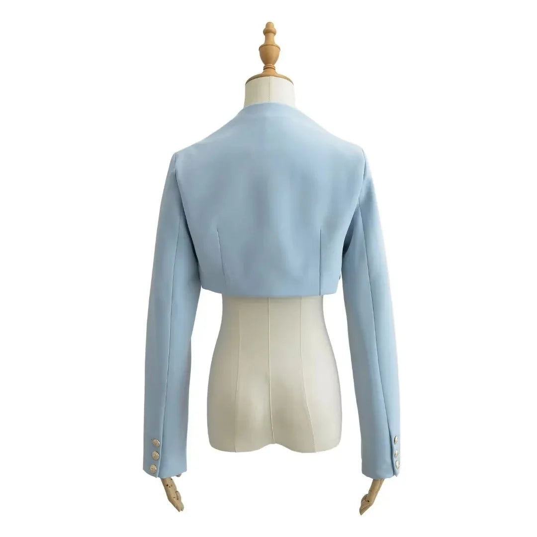 Cropped V-Neck Blazer