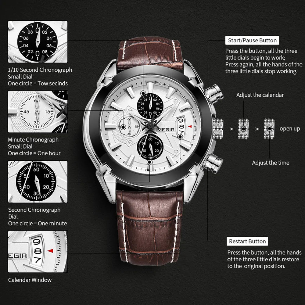 Chronograph Leather Watch