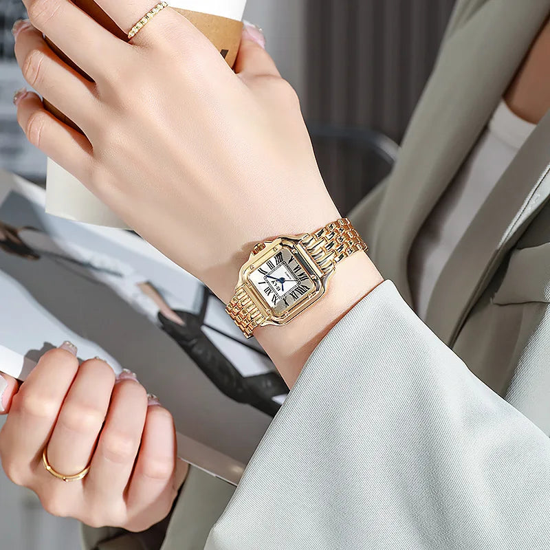 Gold Square Quartz Watch