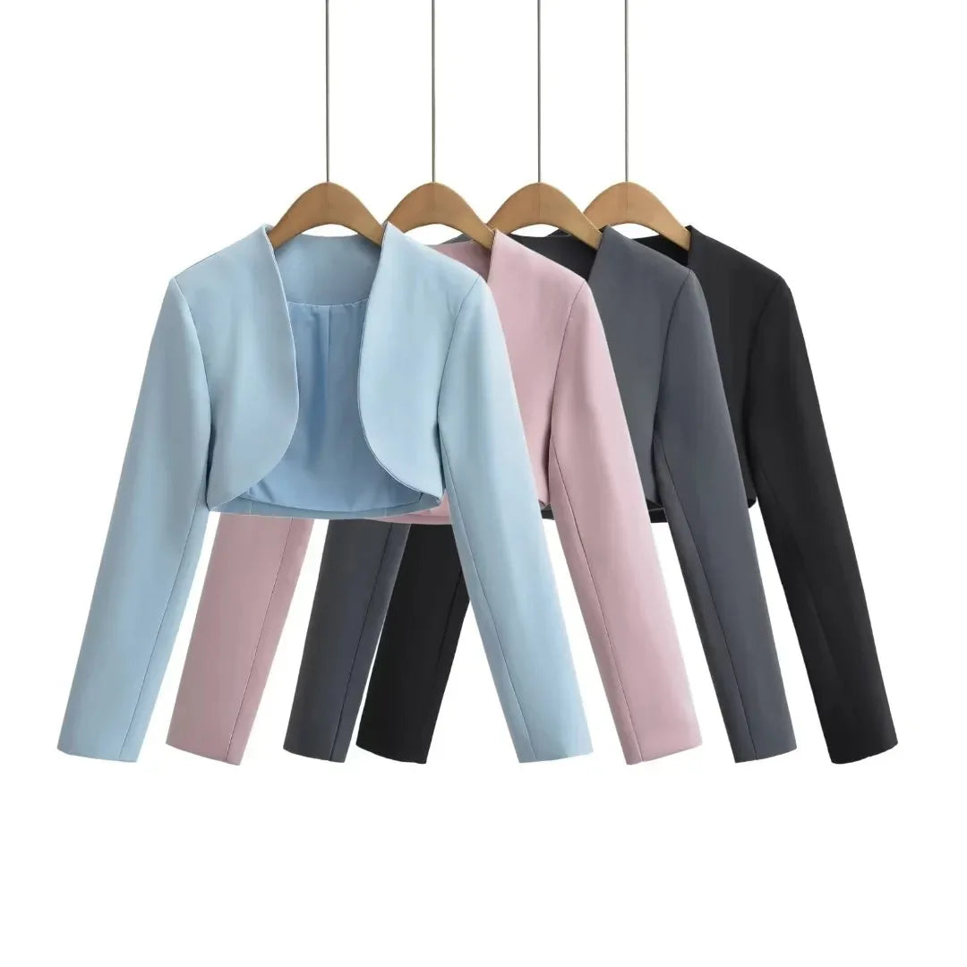 Cropped V-Neck Blazer