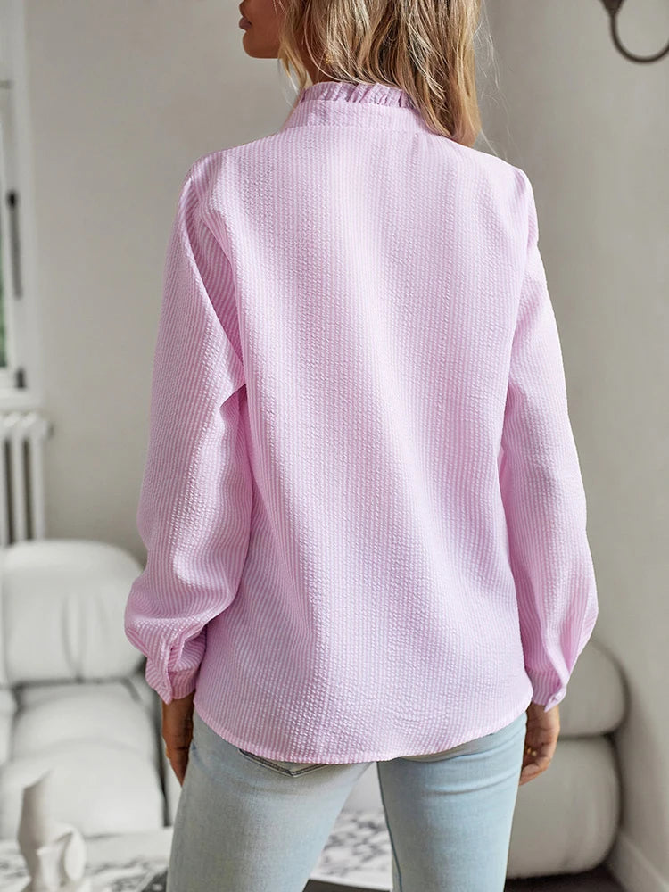 Women's Office Shirt Elegant Long Sleeve Casual Blouse