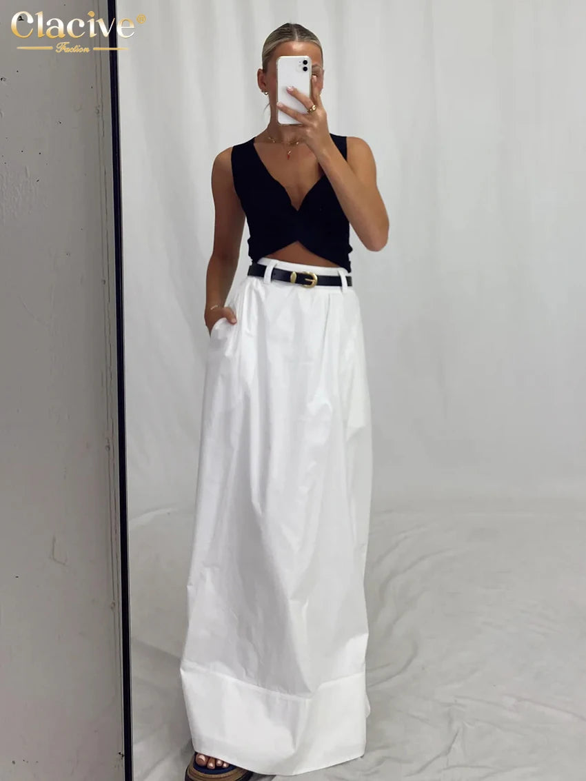White Cotton Maxi Skirt
