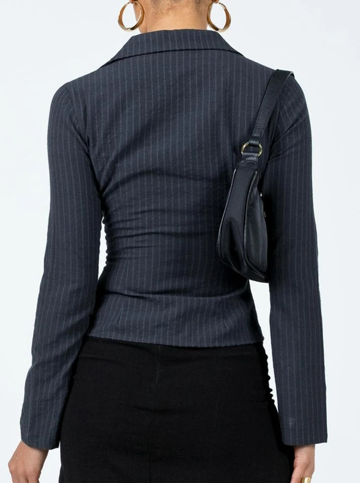 Women's Striped Blouse 2024 Slim Fit Long Sleeve Button Down Shirt
