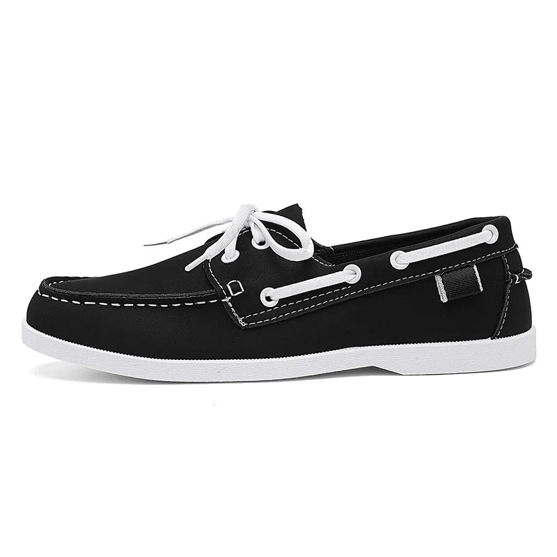 Men's Leather Casual Shoes Italian Style Lace-Up Driving Boat Shoes