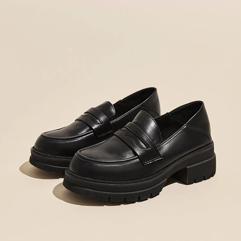 Mid-Heel PU Loafers