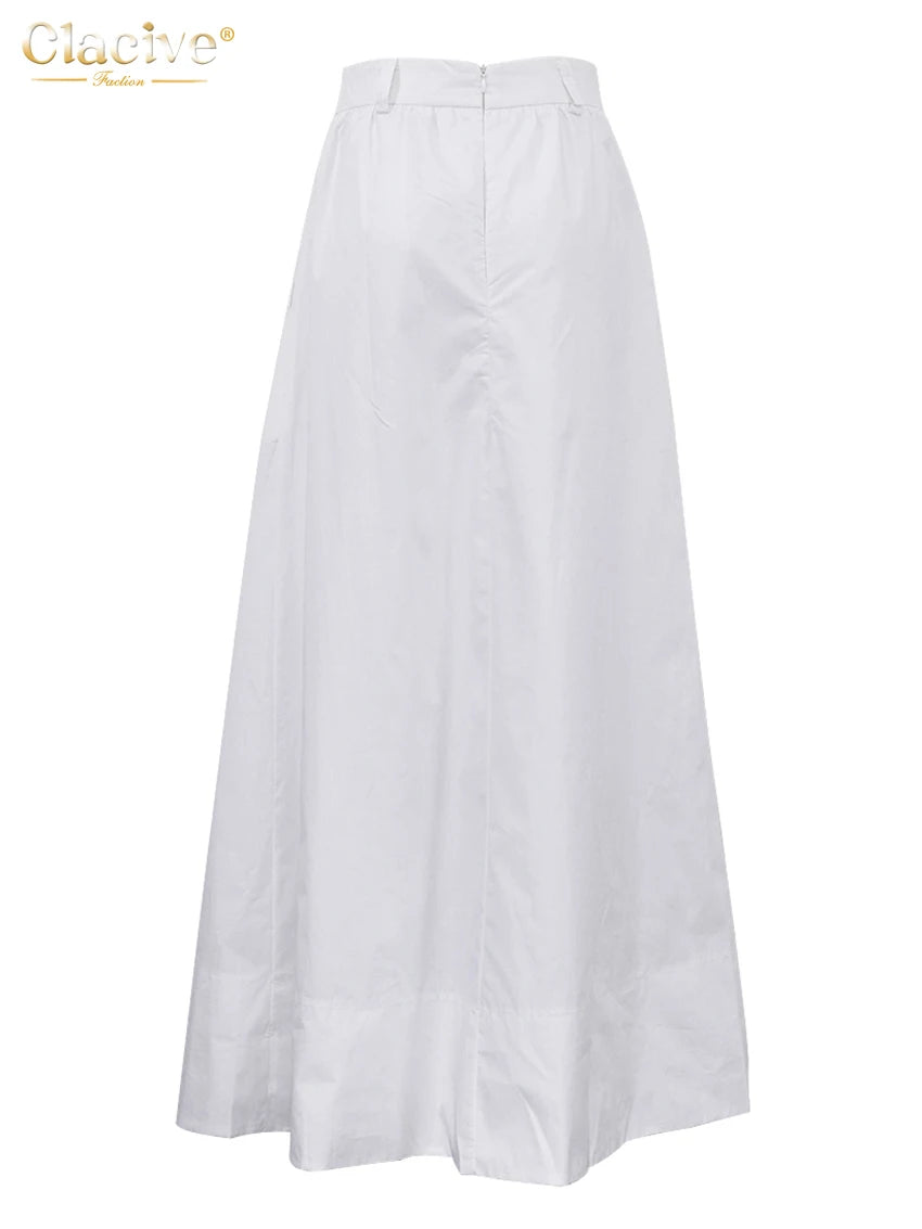 White Cotton Maxi Skirt
