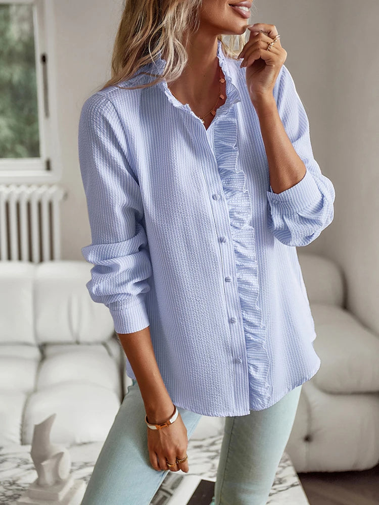 Women's Office Shirt Elegant Long Sleeve Casual Blouse