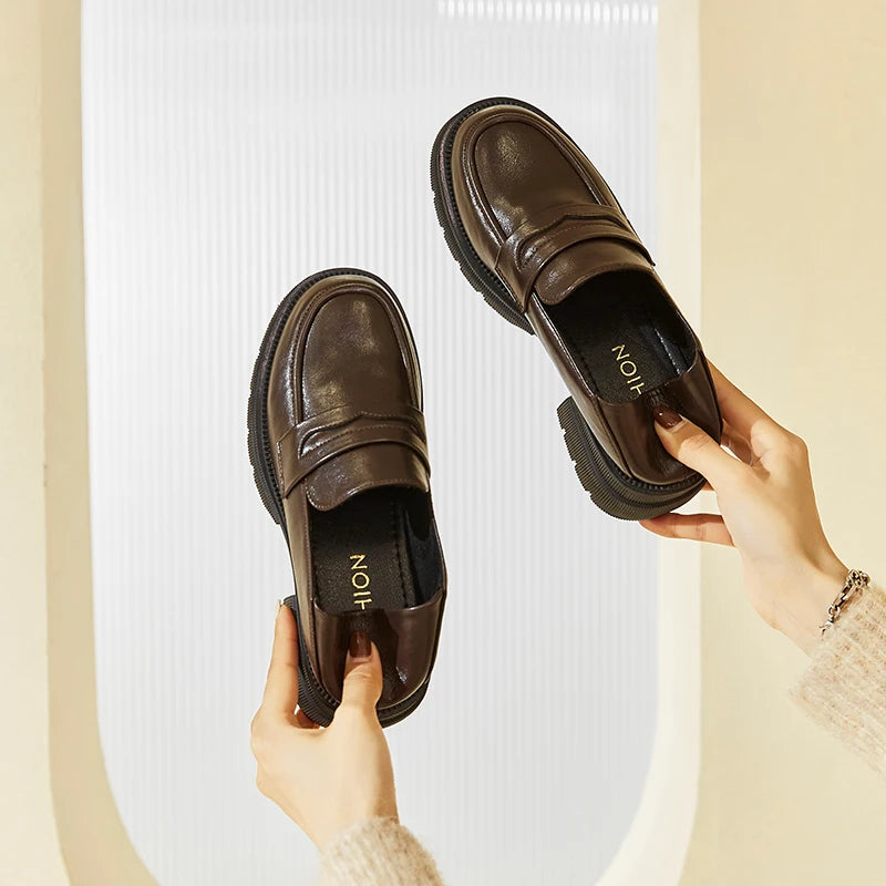 Mid-Heel PU Loafers