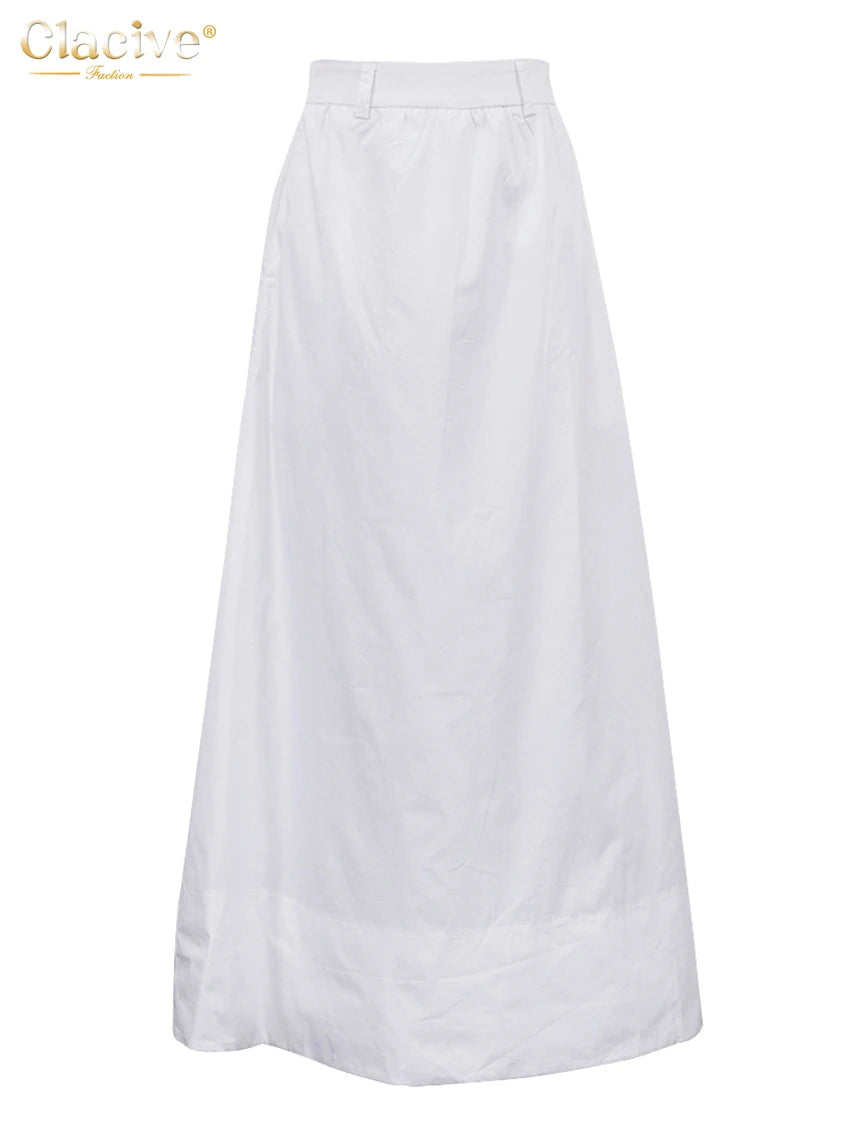 White Cotton Maxi Skirt