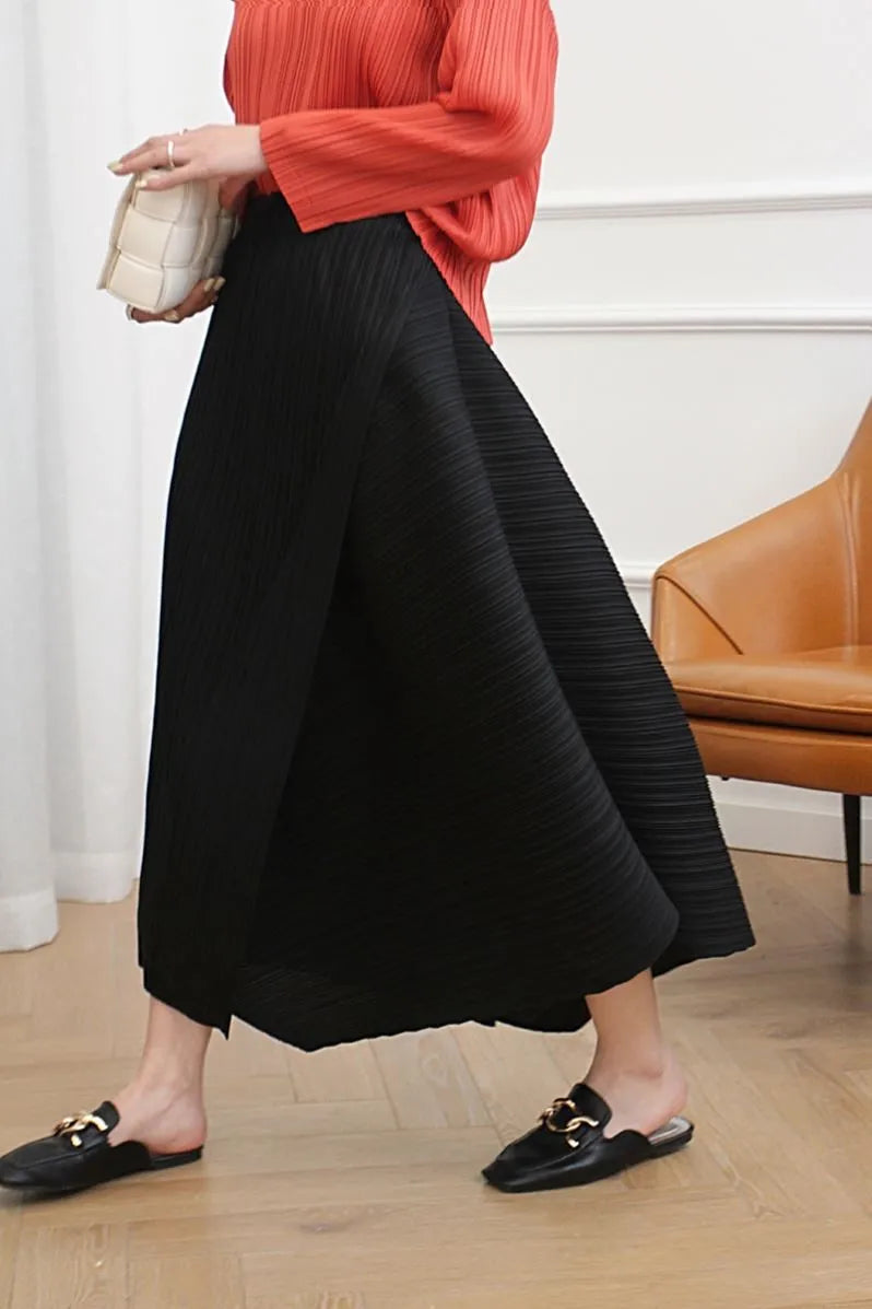 Pleated Asymmetric Skirt
